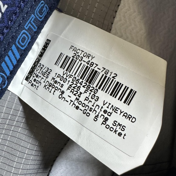 Vineyard Vines Pants Mens 32x32 Blue On-The-Go 5-Pocket Tech Herringbone Printed - Picture 6 of 10